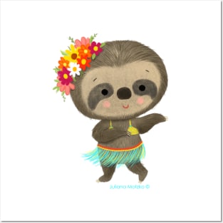 Sloth dancing hula Posters and Art